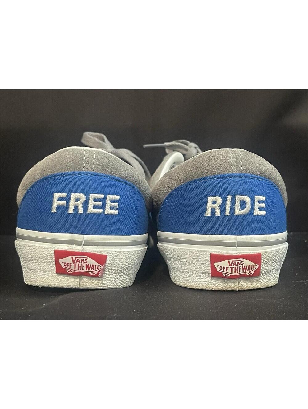 Vans Customs Men’s 10 2 Tone Blue/Gray Canvas/Suede FREE RIDE Custom Embroidery